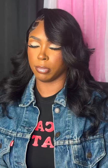 Natural Black - Luxury Virgin Indian 13x4 HD Lace Frontal Wigs 250% Density.